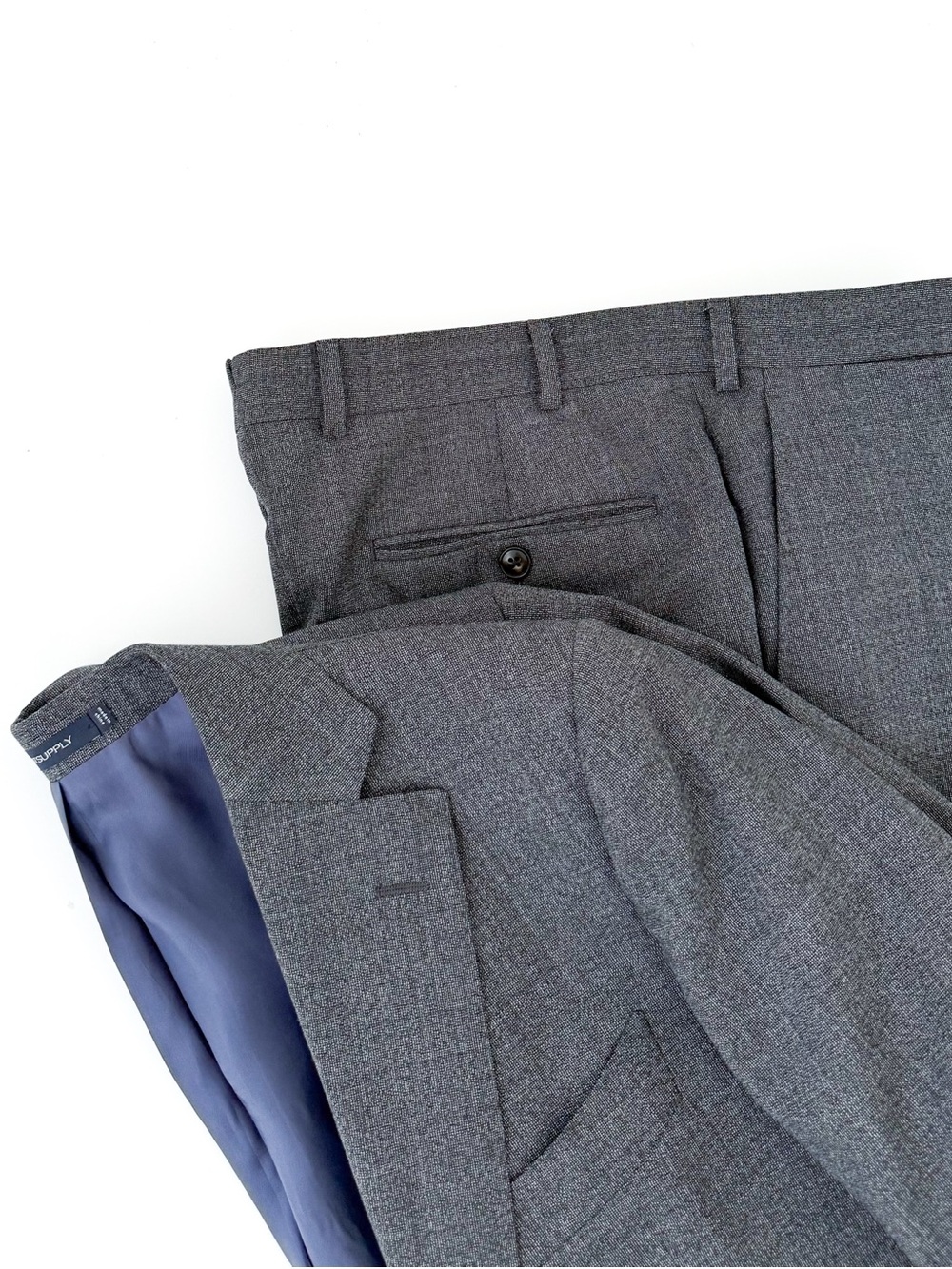 Suitsupply Lazio Slim Fit Italian Pure Wool Suit Gray Men's 40R Jacket Pants - Picture 12 of 16